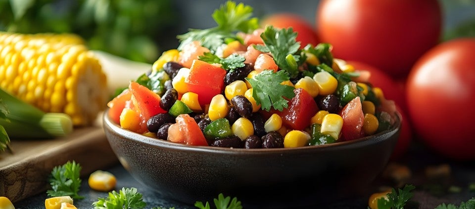 Bowl of corn and black bean salsa